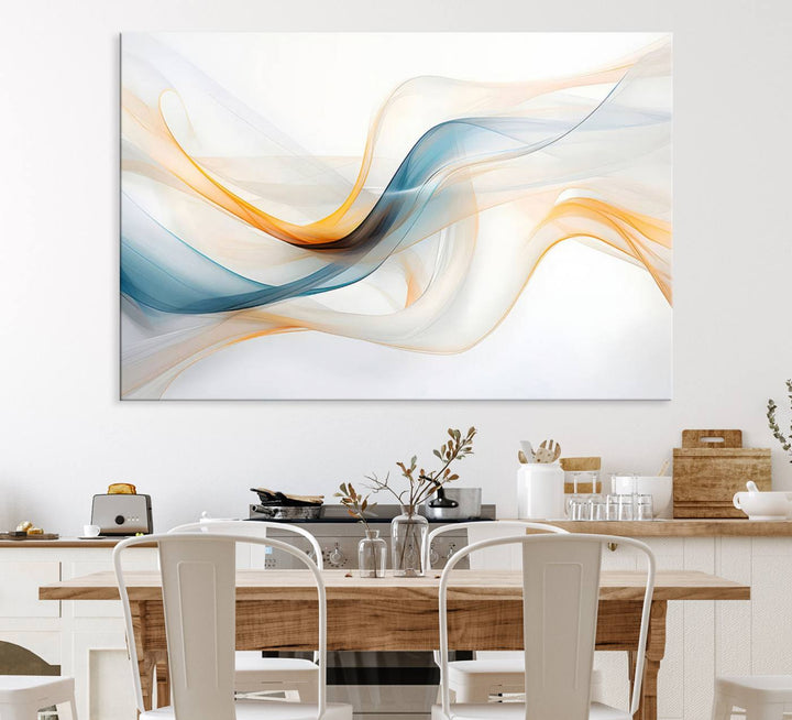 Decorative Turquoise Abstract Wave Wall Art Canvas Print.