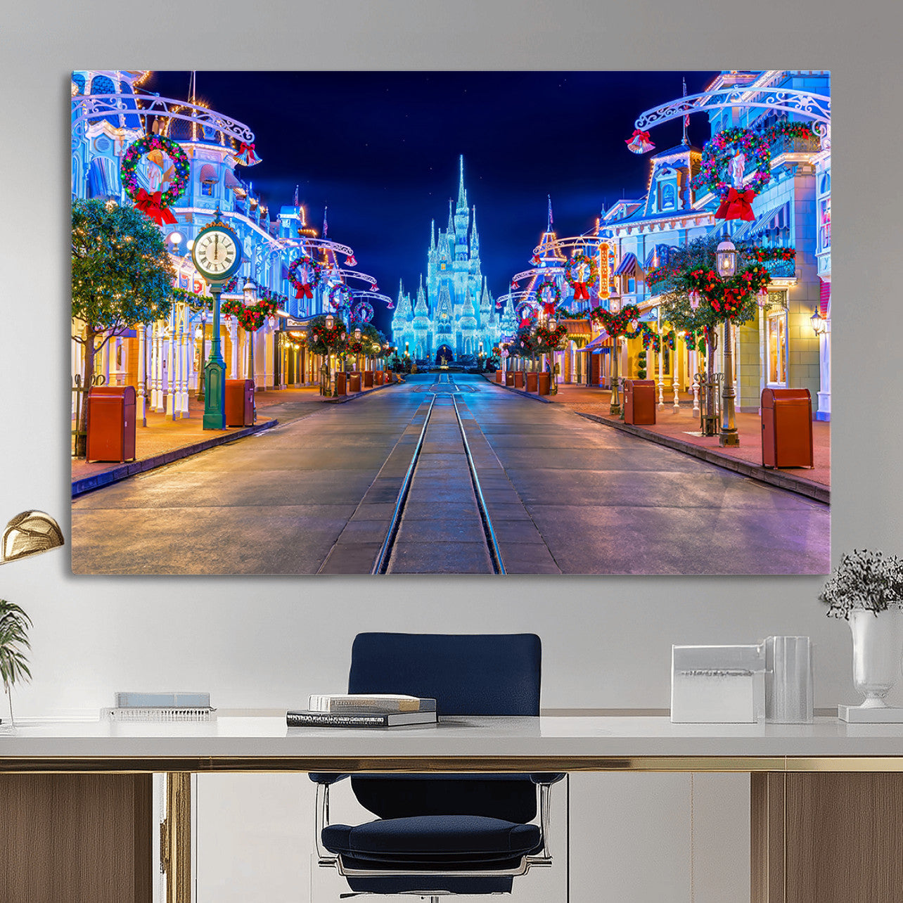 12470-MGV-CV-36X24 - Disney Wall Art | Castle Large Wall Art Disney Magic Kingdom Print for Kids Room Decoration | Disney