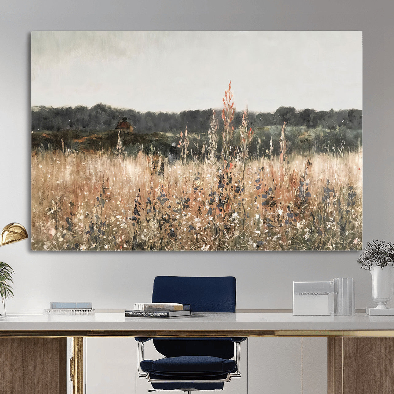 16595-MGV-CV-36X24 - Rustic Field Landscape Wall Art Print, Abstract Field Canvas Wall Art for Barn Decoration