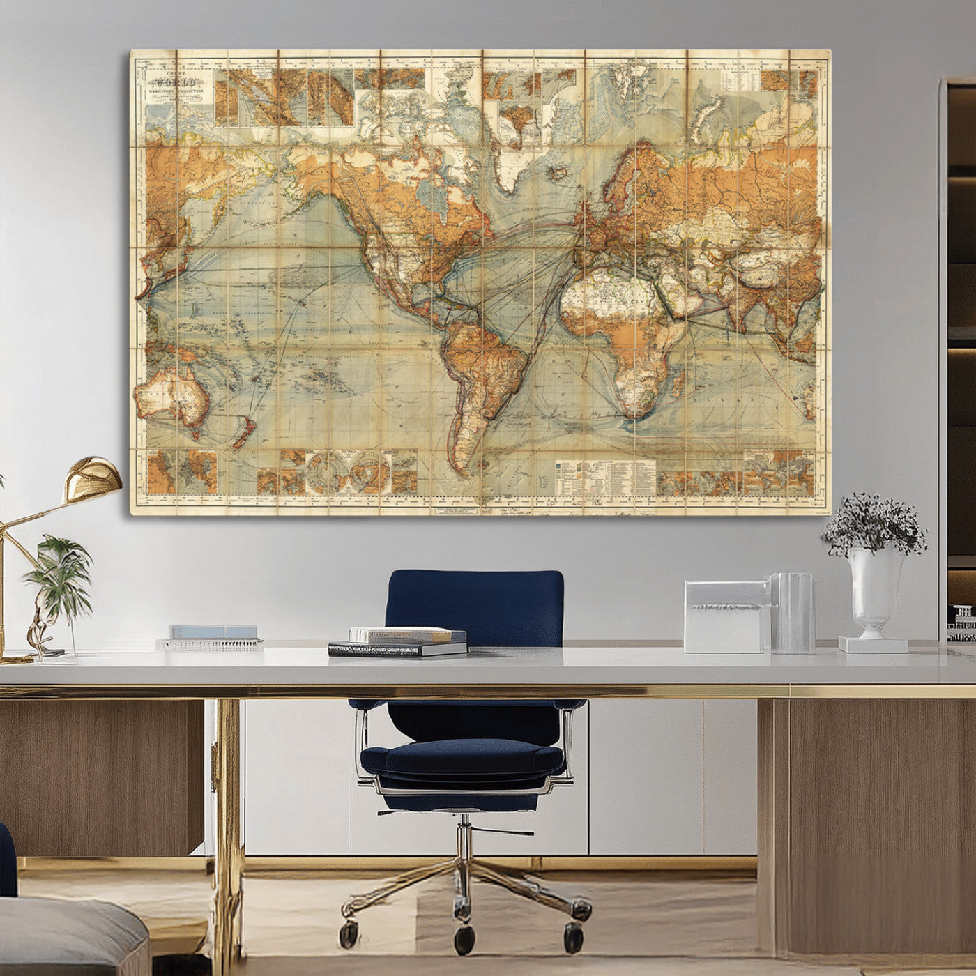 MGV-CV-36X24 - Push Pin World Map Canvas Print – Framed Wall Art for Couples to Track Their Travels – Anniversary