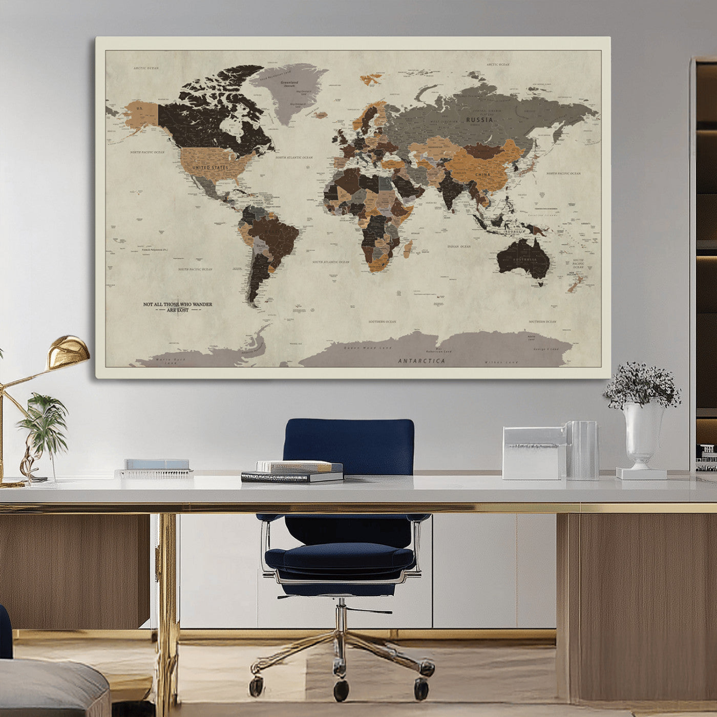 MGV-CV-36X24 - Push Pin World Map Canvas Print – Framed Wall Art for Couples to Track Their Travels – Anniversary