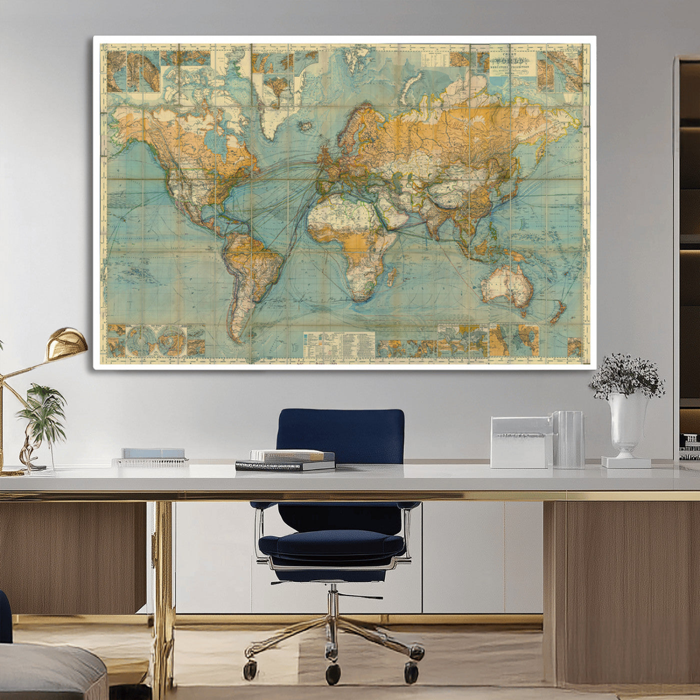 MGV-CV-36X24 - Push Pin World Map Canvas Print – Framed Wall Art for Couples to Track Their Travels – Anniversary