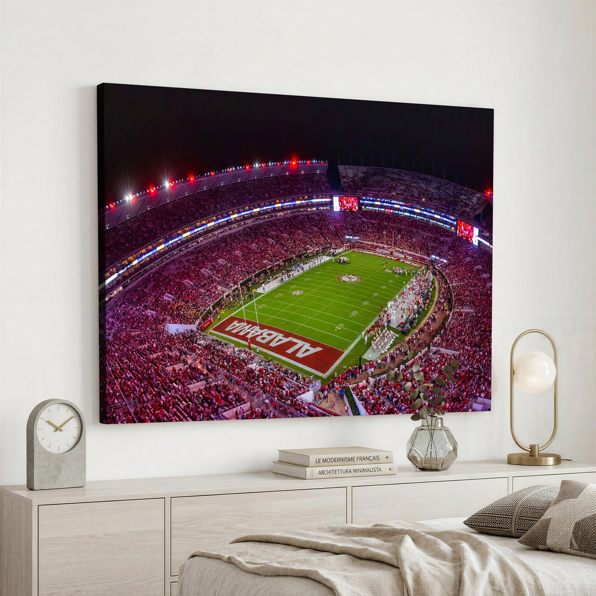 11343-MGV-CV-36X24 - Bryant-Denny Stadium Night Game Triple Canvas Wall Art | Alabama Crimson Tide Football