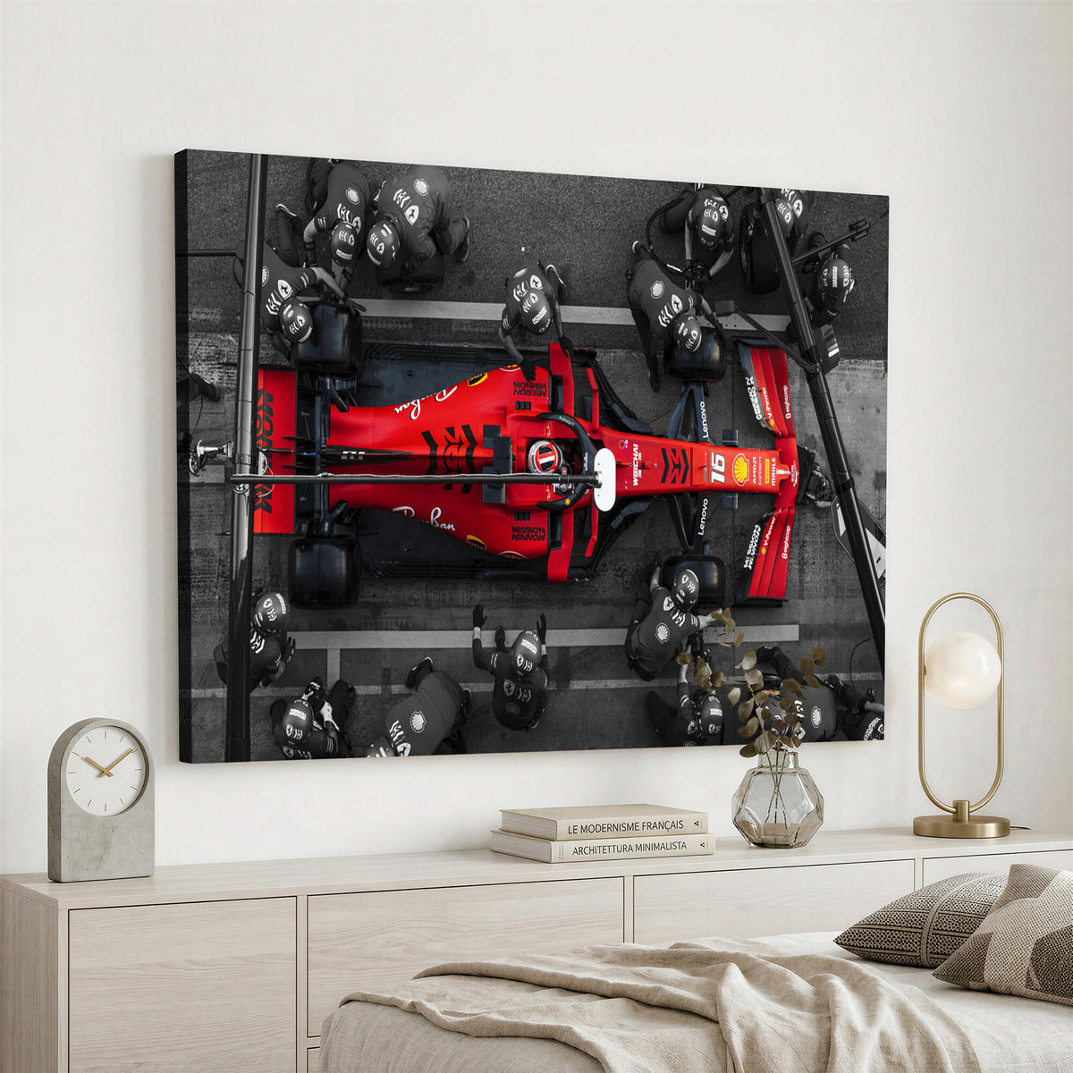 99356-MGV-CV-36X24 - Ferrari Pit Stop Canvas Wall Art | Precision and Speed