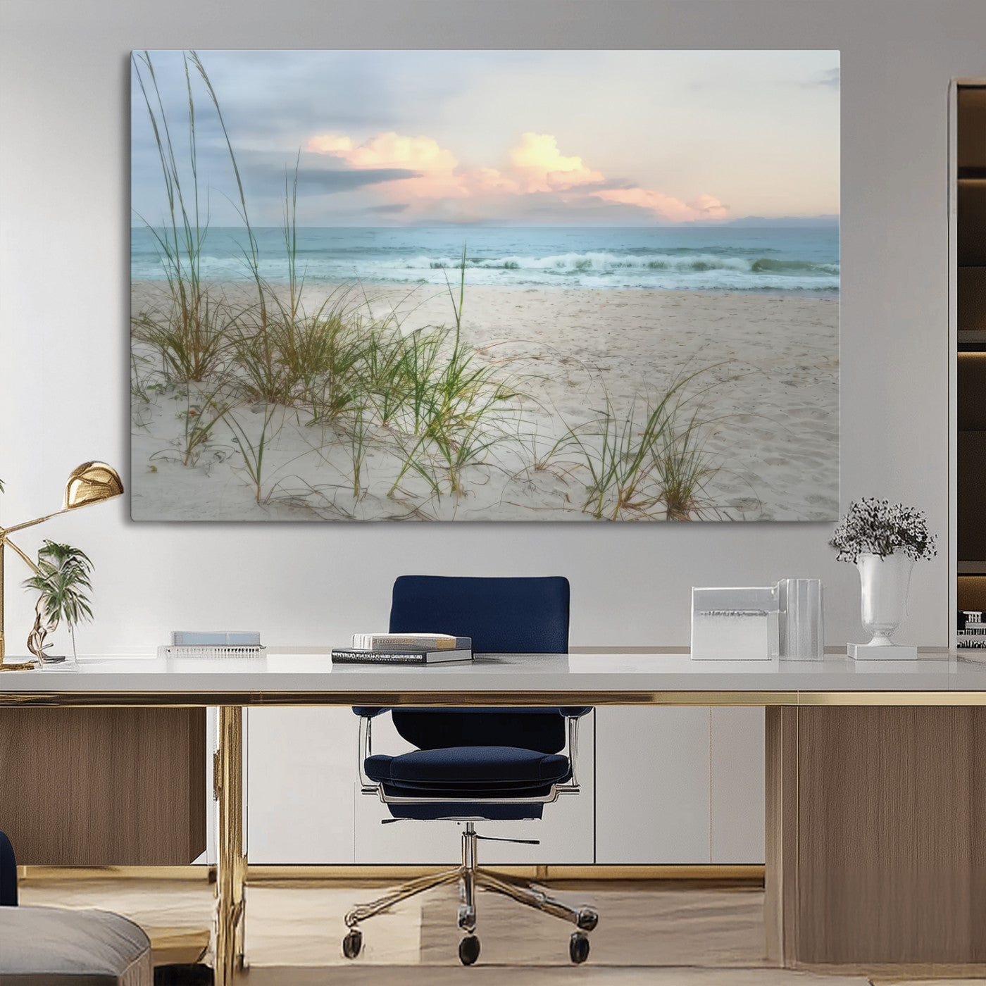 MGV-CV-36X24 - Flight Over Coastal Beach Landscape, Flight Over Coastal Beach Print Canvas Wall Art