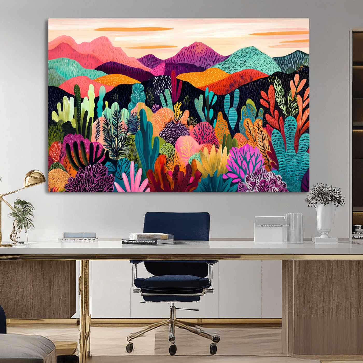 MGV-CV-36X24 - Abstract Kusama Print - Landscape Canvas Wall Art Print - Vibrant Modern Decor for Living Room,