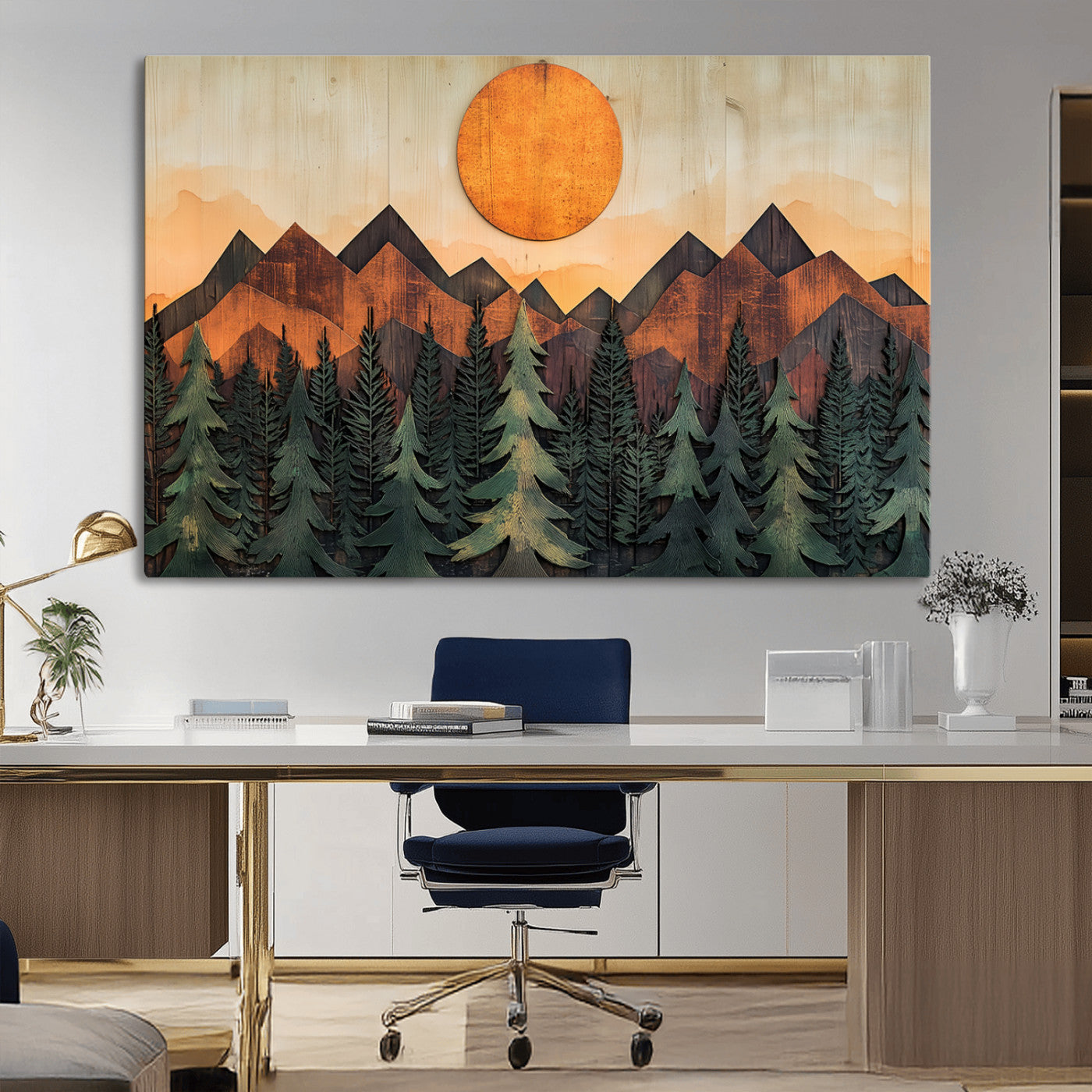 MGV-CV-36X24 - Sunset Mountain Landscape Canvas Wall Art Print - Nature Decor for Living Room, Office
