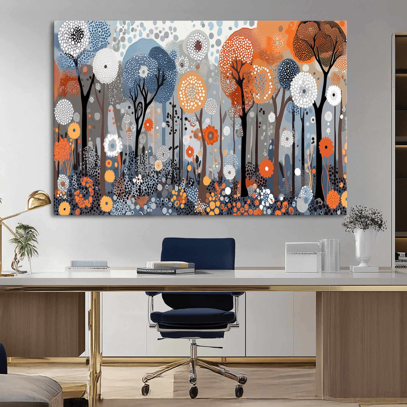 MGV-CV-36X24 - Abstract Winter Landscape Canvas Wall Art Print - Large Colorful Nature Wall Decor