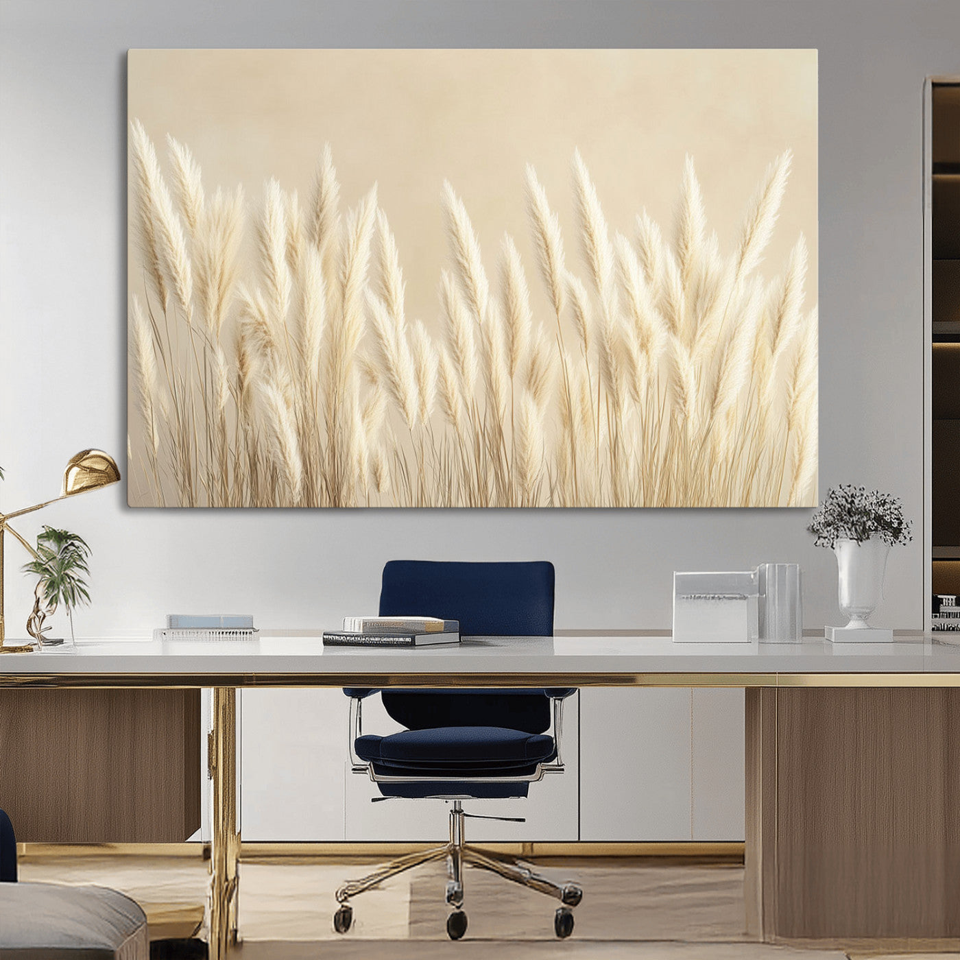 MGV-CV-36X24 - Grass Wall Art Print - Elegant Neutral Decor for Living Room, Boho Minimalist Artwork, Ready to Hang