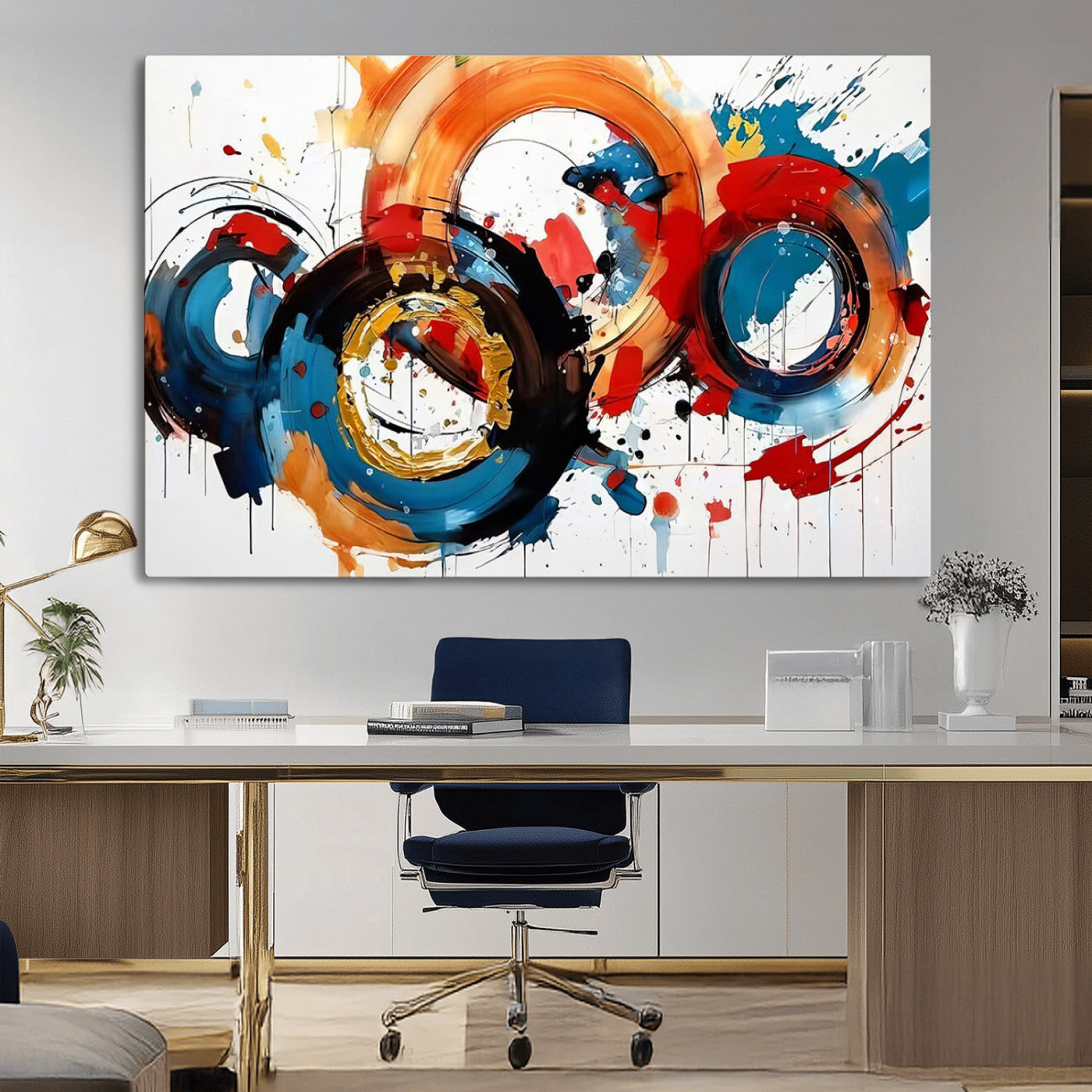 MGV-CV-36X24 - Abstract Wall Art, Rings Wall Art Canvas Print