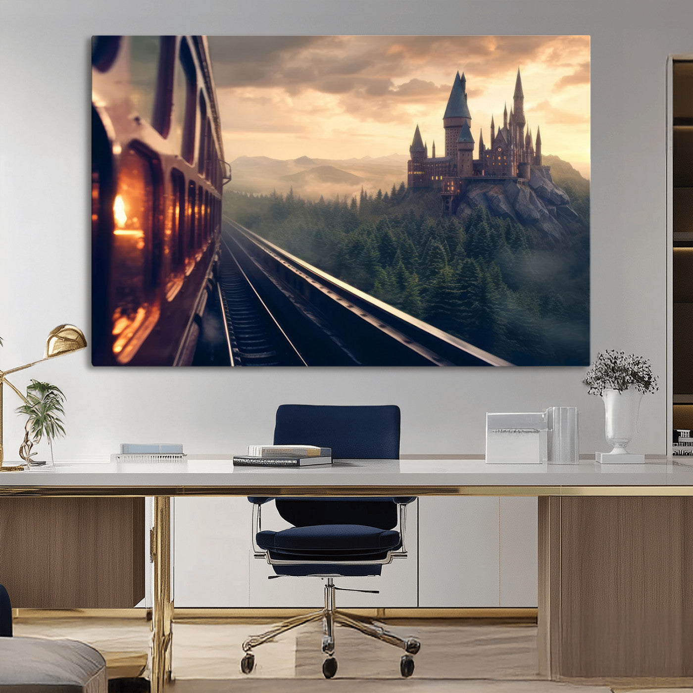 MGV-CV-36X24 - Harry Castle Wall Art Canvas Print, Wizard School Wall Art Print, Movie Wall Art Print