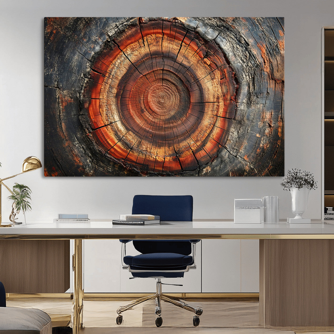 MGV-CV-36X24 - Wood Grain Canvas Wall Art - Framed Abstract Tree Ring Framed Wall Art, Wood Grain Canvas Wall
