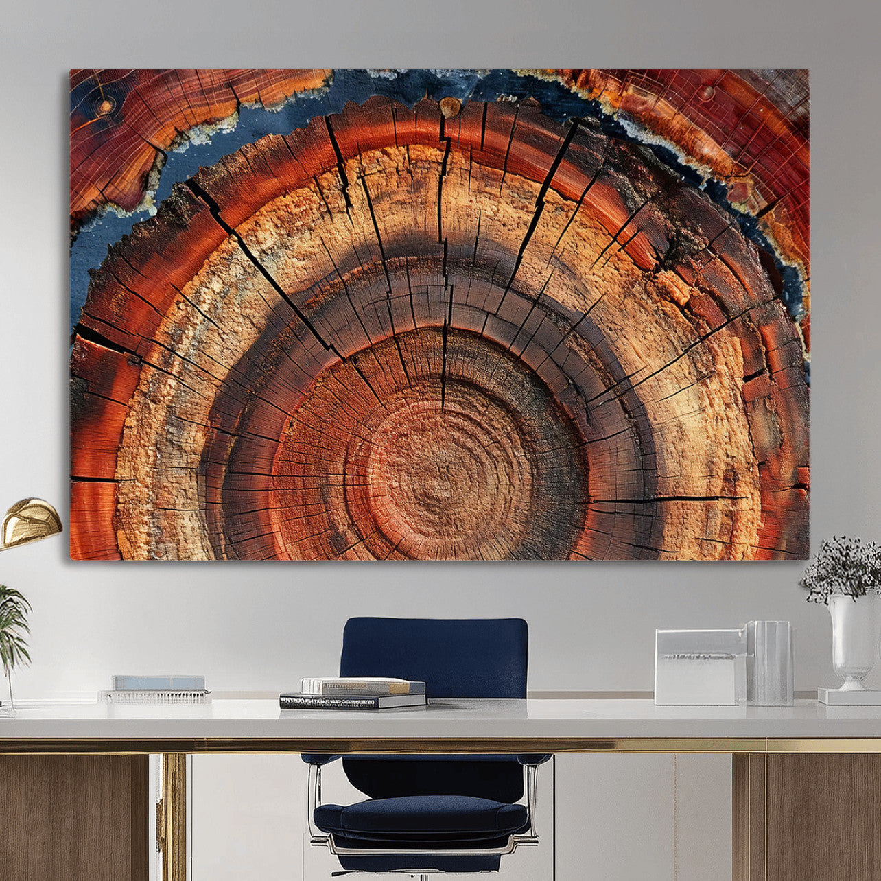28555-MGV-CV-36X24 - Abstract Tree Ring Art Wall Art Canvas Print for Modern Farmhouse Decor, Colorful Tree Ring Wall Decor, Minimalist Home Canvas Art