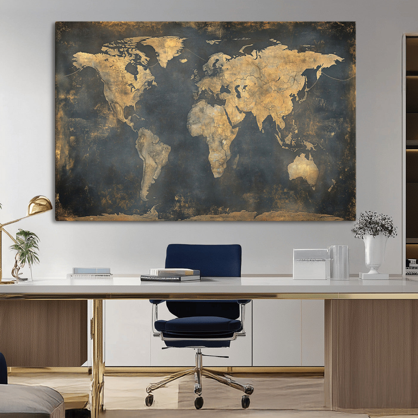 MGV-CV-36X24 - Push Pin World Map Canvas Print – Framed Wall Art for Couples to Track Their Travels – Anniversary