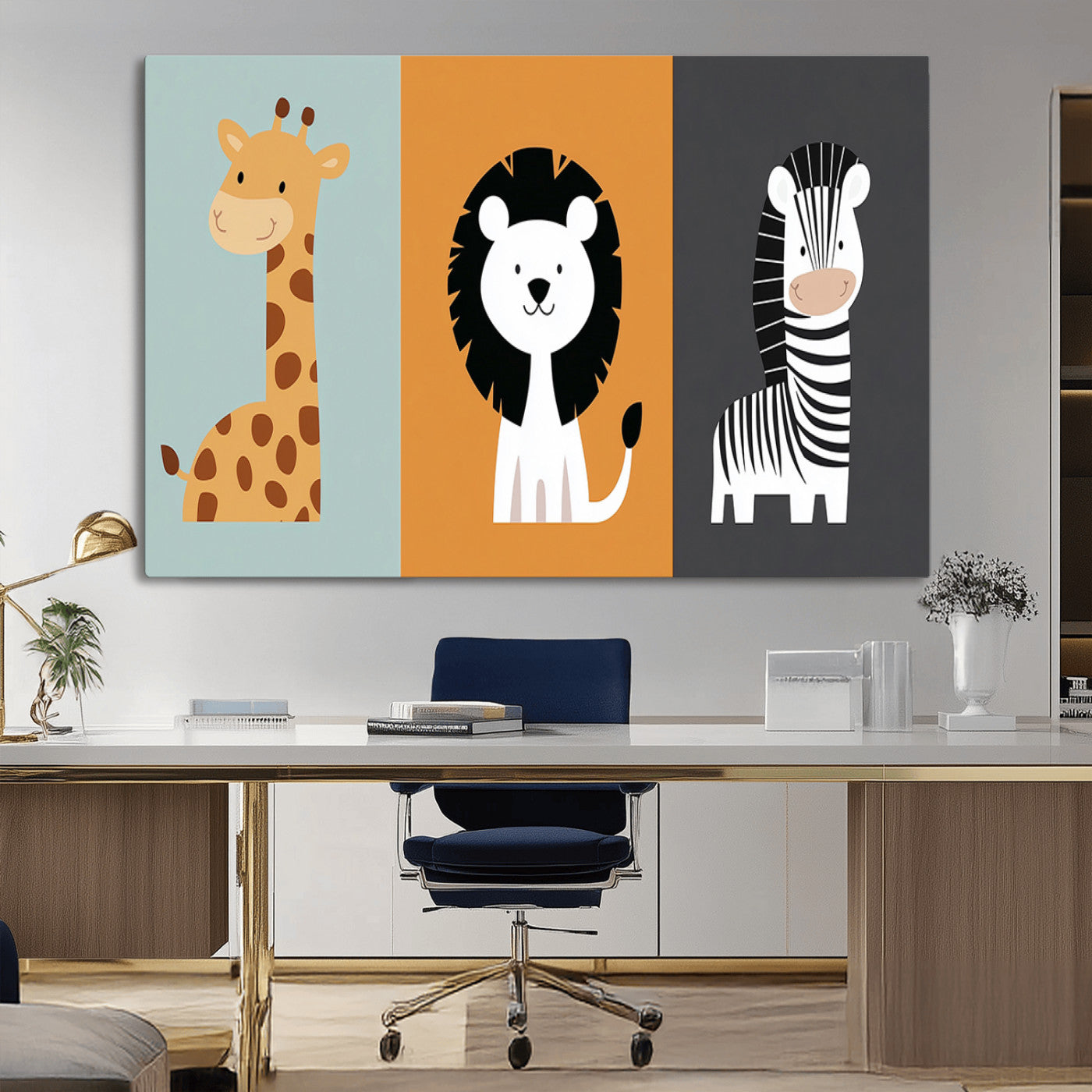 MGV-CV-36X24 - Boho Jungle Animal Nursery Wall Art Prints - Safari Decor in Earth Tones for Modern and Stylish