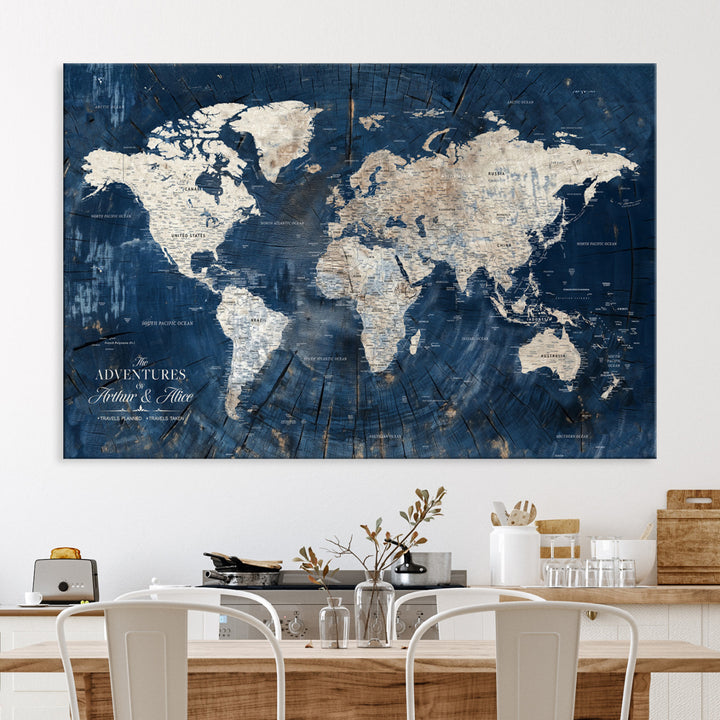 Personalized World Map Wall Art Print - Framed Custom World Map Canvas Print - Personalized World Map Wall Art, Customize Wall Art Map Print