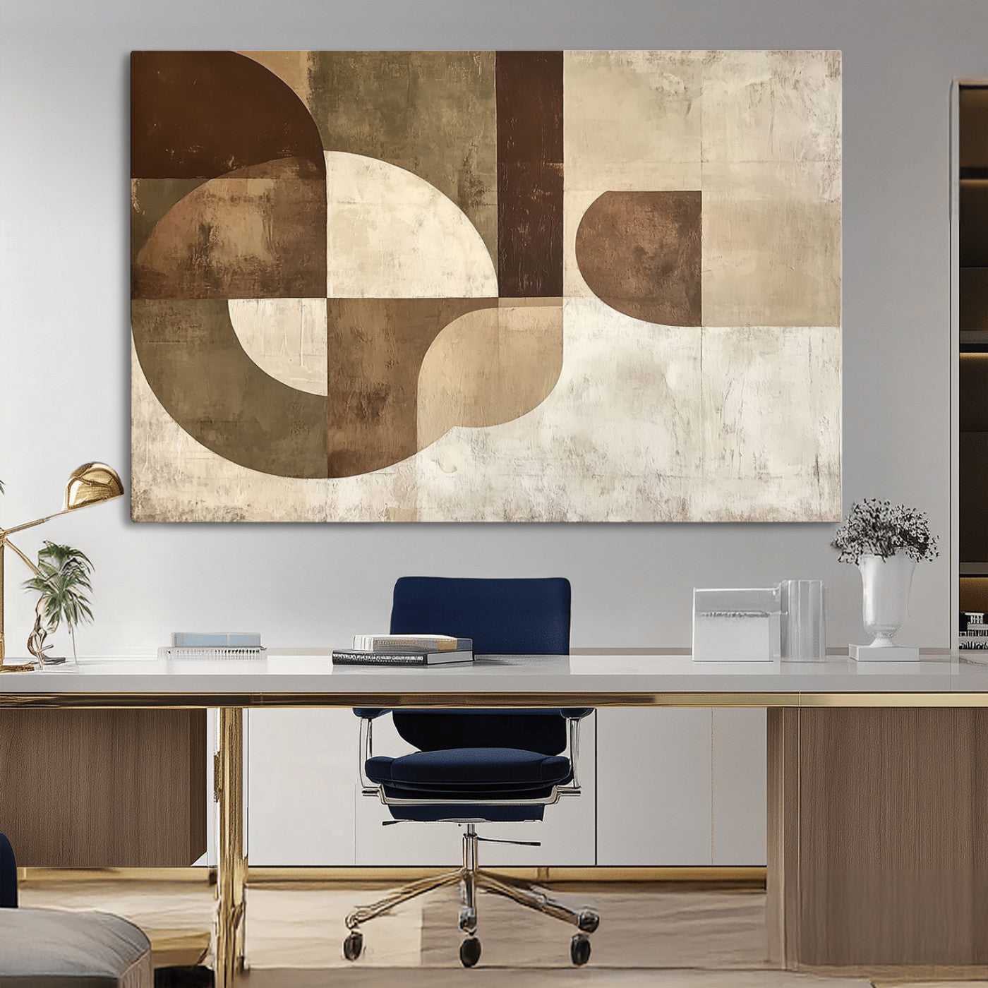 MGV-CV-36X24 - Wabi Sabi Geometric Wall Art | Abstract Modern Minimalist Canvas Print with Neutral Mid Century Art