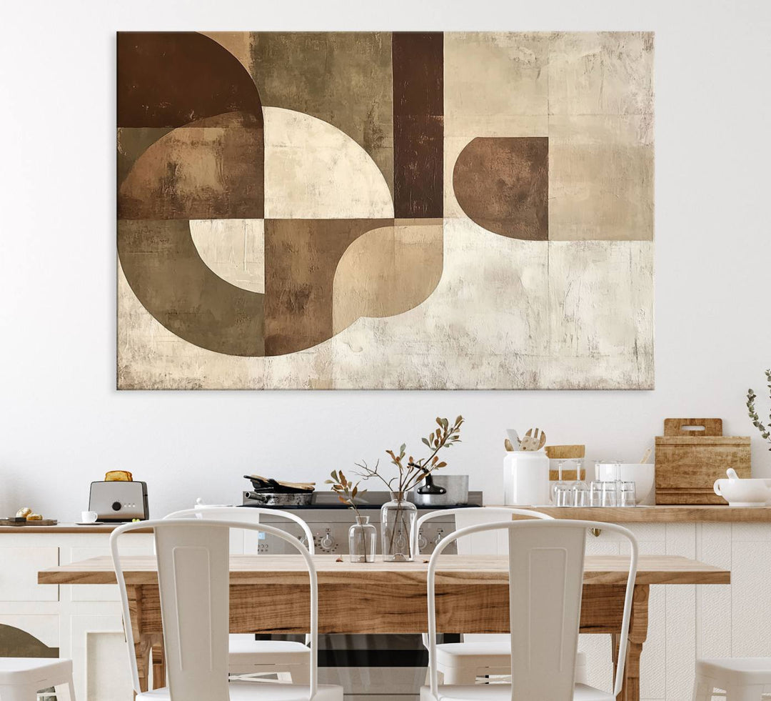 Wabi Sabi Geometric Wall Art is an abstract modern minimalist canvas featuring neutral tones.