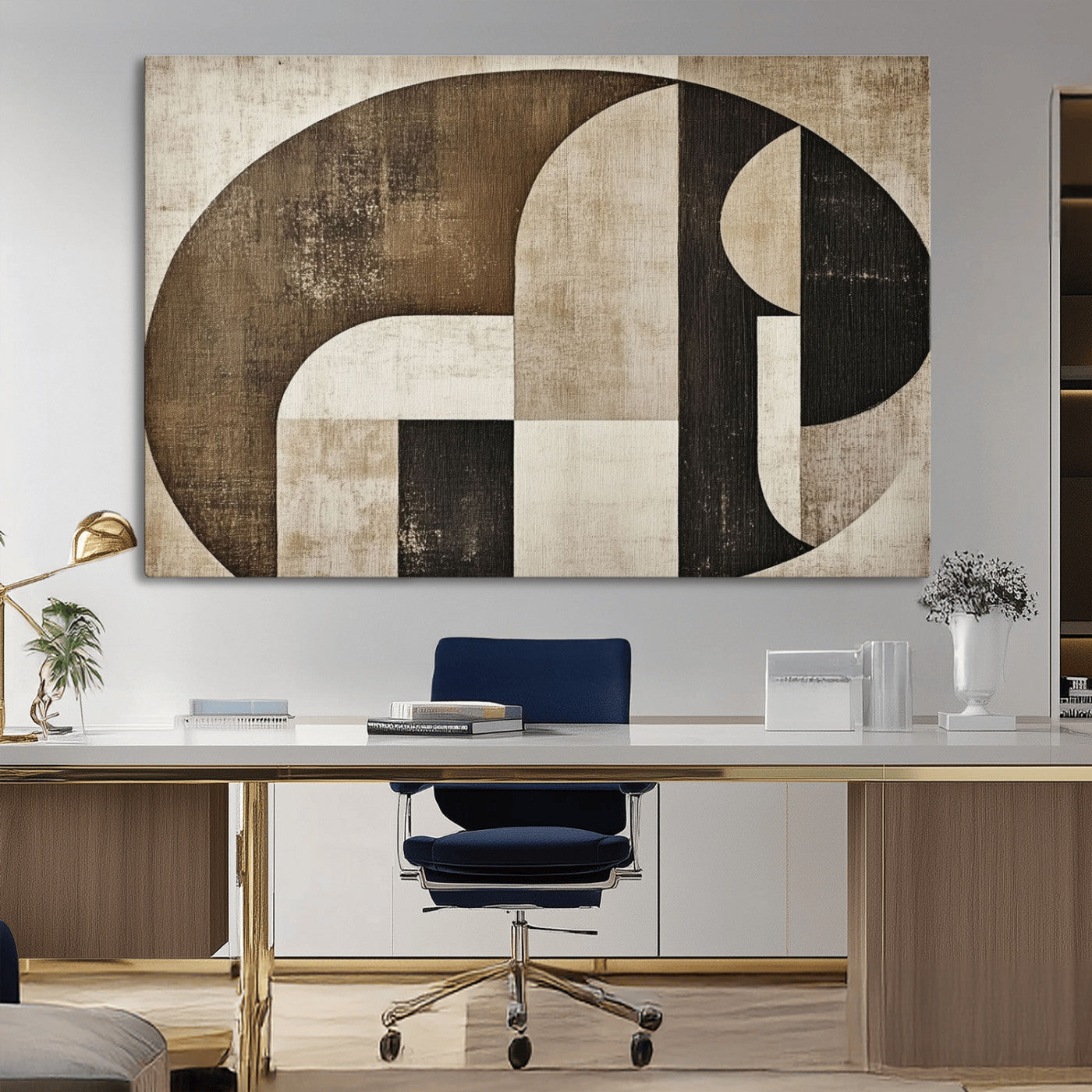 MGV-CV-36X24 - Wabi Sabi Abstract Wall Art | Geometric Modern Minimalist Canvas Print with Neutral Mid Century Art