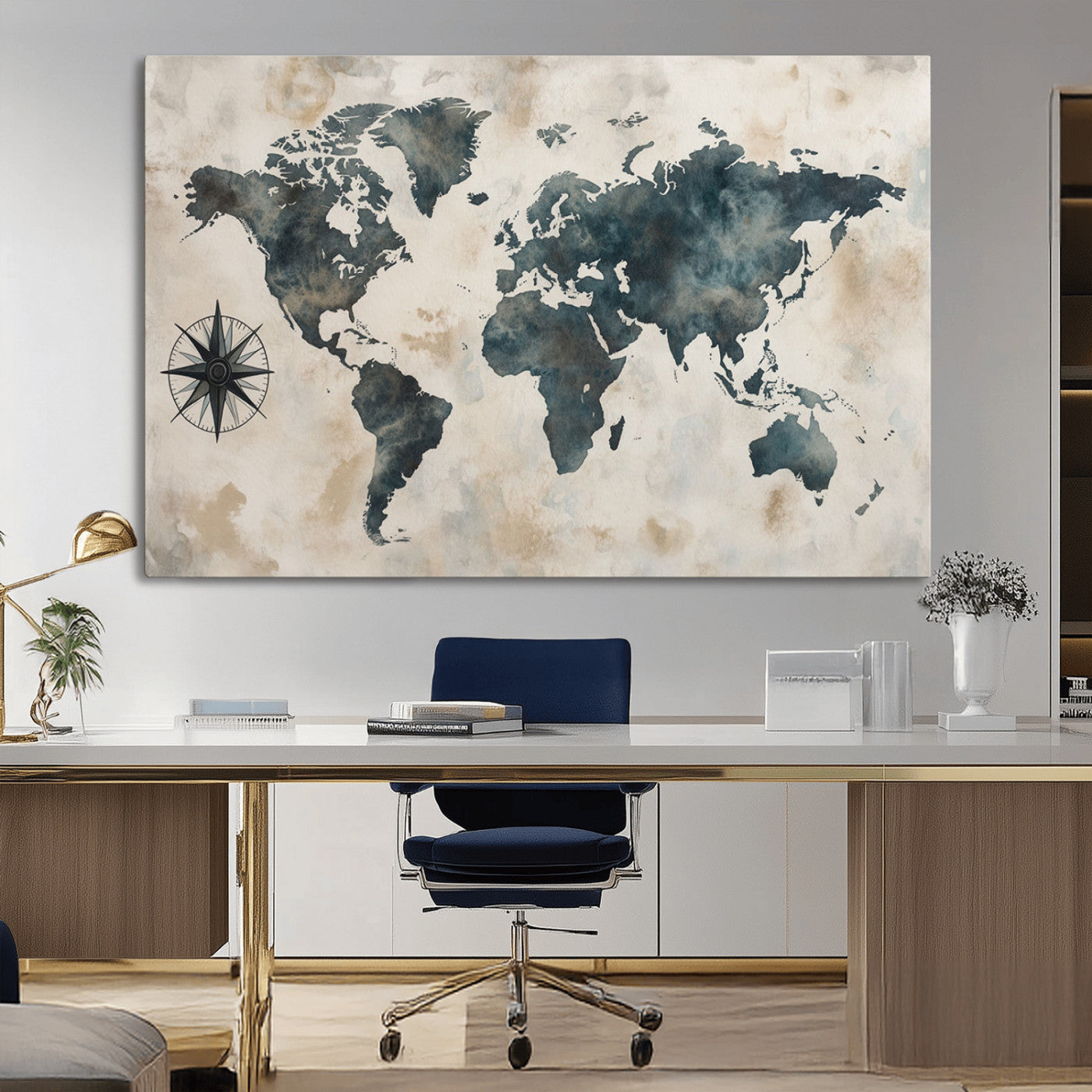 MGV-CV-36X24 - Push Pin World Map Canvas Print – Framed Wall Art for Couples to Track Their Travels – Anniversary