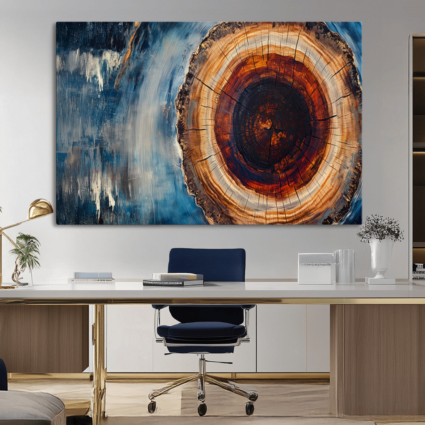 MGV-CV-36X24 - Abstract Tree Rings Wall Art Canvas Print - Wood Grain Rings Canvas Print - Nature Woodland Wall
