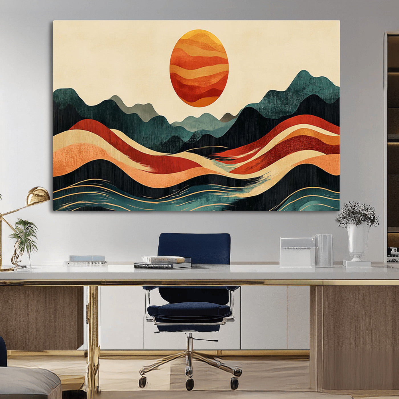 MGV-CV-36X24 - Mountain Triptych Wall Art - Western Nature Prints - Framed Boho Pine Tree Canvas for Log Cabin or