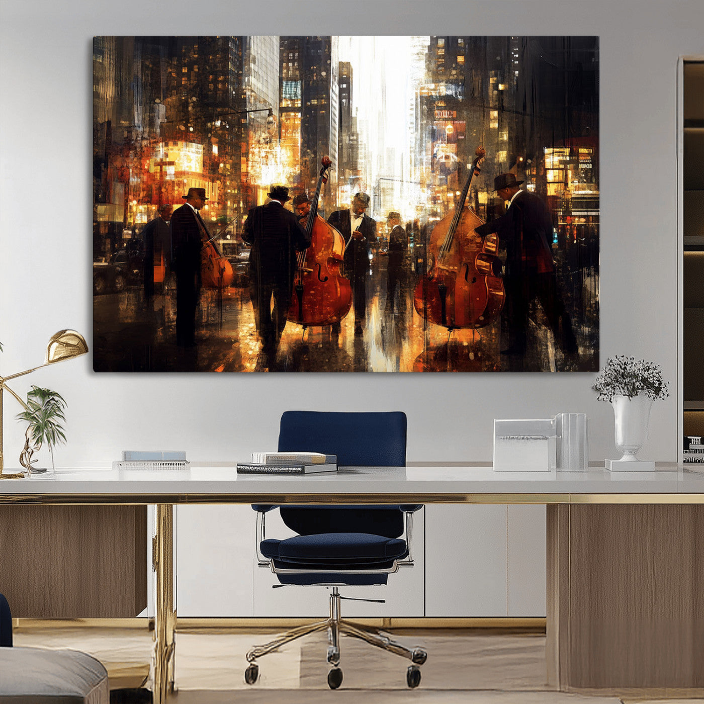 MGV-CV-36X24 - Abstract Jazz Art Wall Art Canvas Print - Framed Abstract Music Canvas - Colorful Instrument Poster
