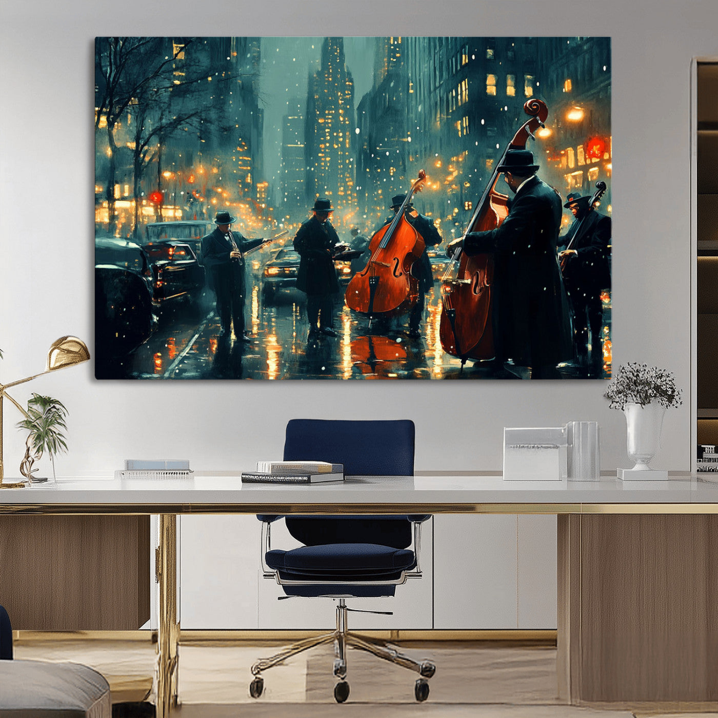 MGV-CV-36X24 - African American Jazz Art Print - Framed Abstract Music Canvas - Colorful Instrument Poster for