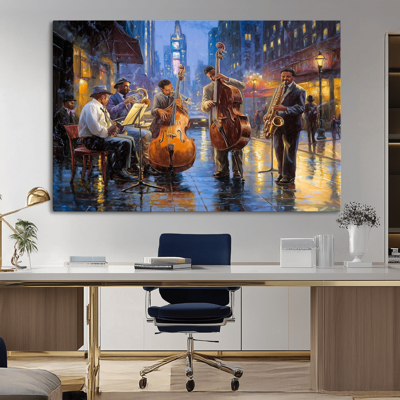 MGV-CV-36X24 - Colorful Jazz Wall Art - African American Music Canvas Print - Framed Abstract Music Poster for Home
