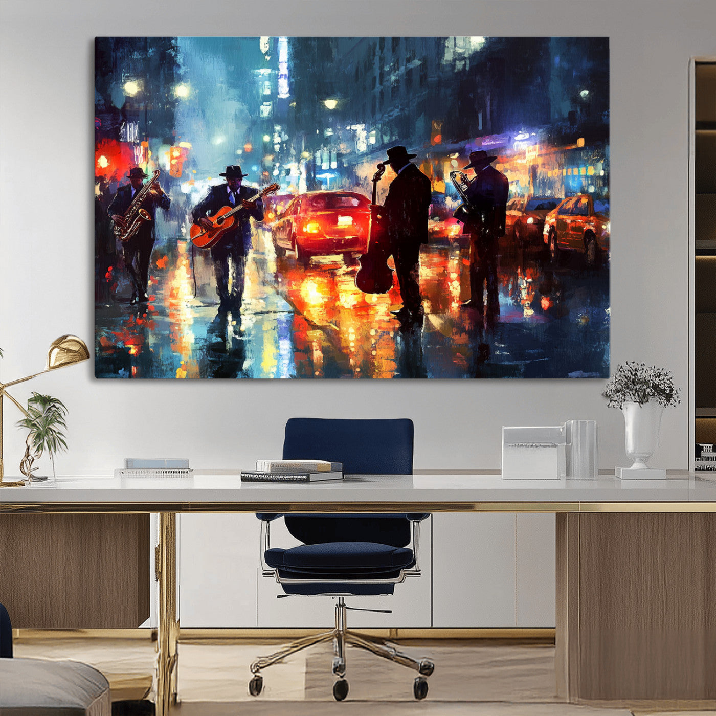MGV-CV-36X24 - African American Jazz Canvas - Abstract Music Wall Art Print - Abstract Jazz Wall Art Framed Prints
