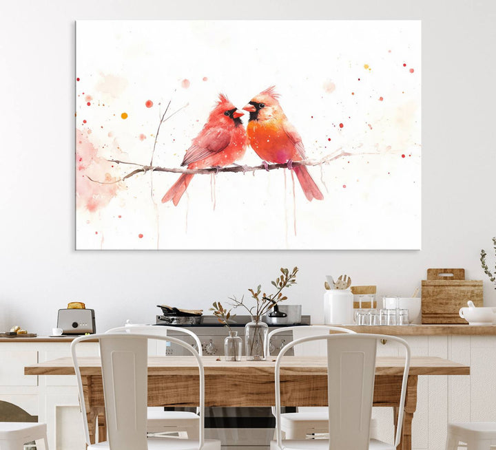 The Cardinal Bird Canvas Wall Art adds vibrant wildlife art to the wall.