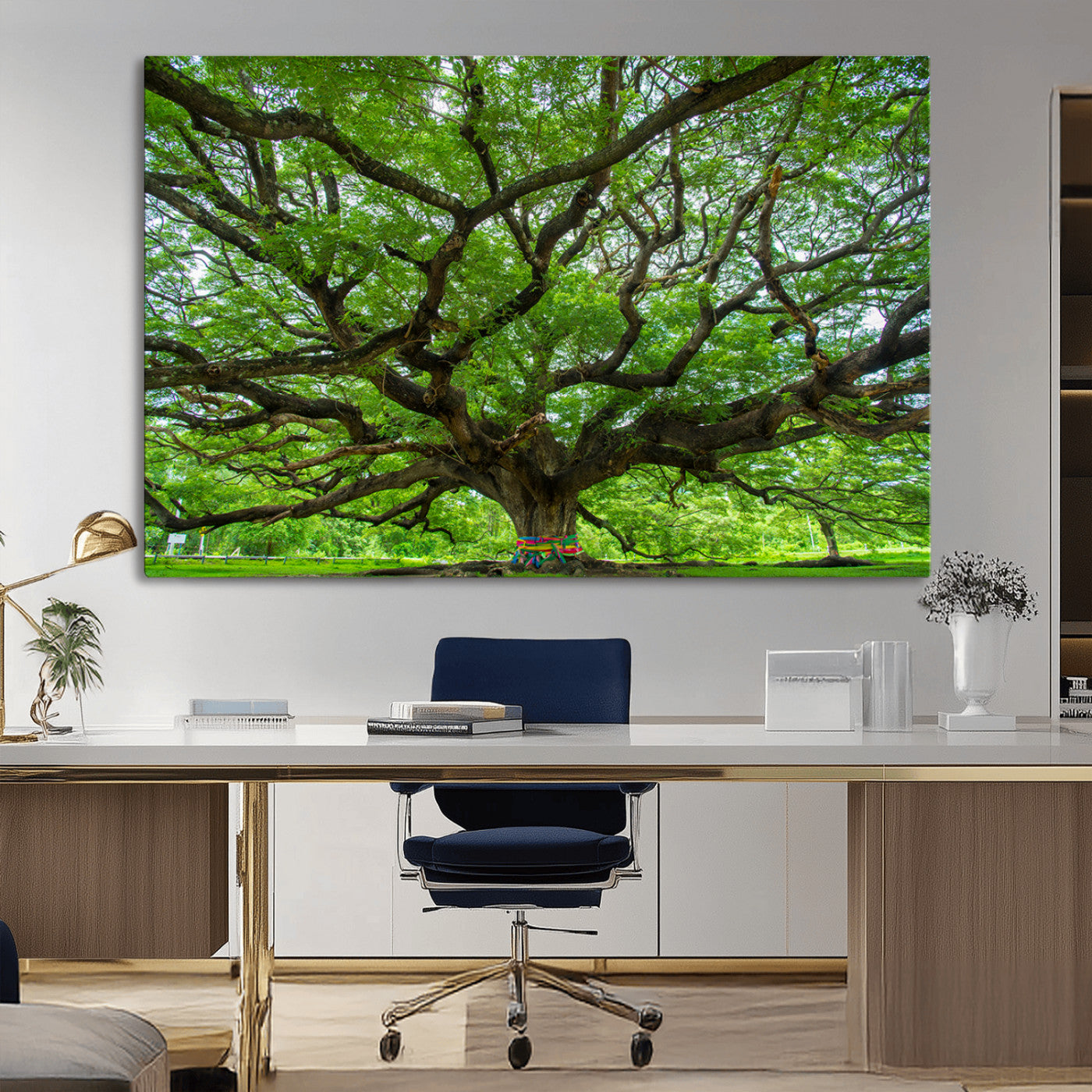 MGV-CV-36X24 - Oak Tree Wall Art Print, Forest Canvas Wall Art for Home and Office, Framed Angel Oak Tree Canvas