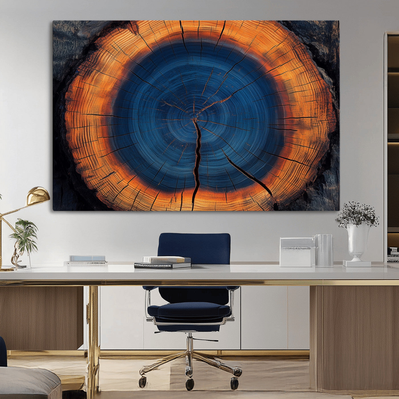 MGV-CV-36X24 - Abstract Tree Ring Wall Art Print, Natural Rustic Wood Texture Canvas Print, Framed Tree Ring Printing, Wood Tree Stump Artwork Canvas Print