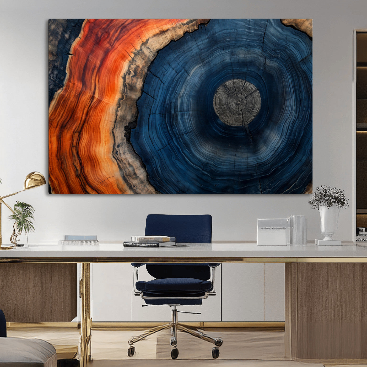 MGV-CV-36X24 - Tree Rings Wall Art Canvas Print, Rustic Wood Print, Framed Natural Texture Art Print, Wood Grain