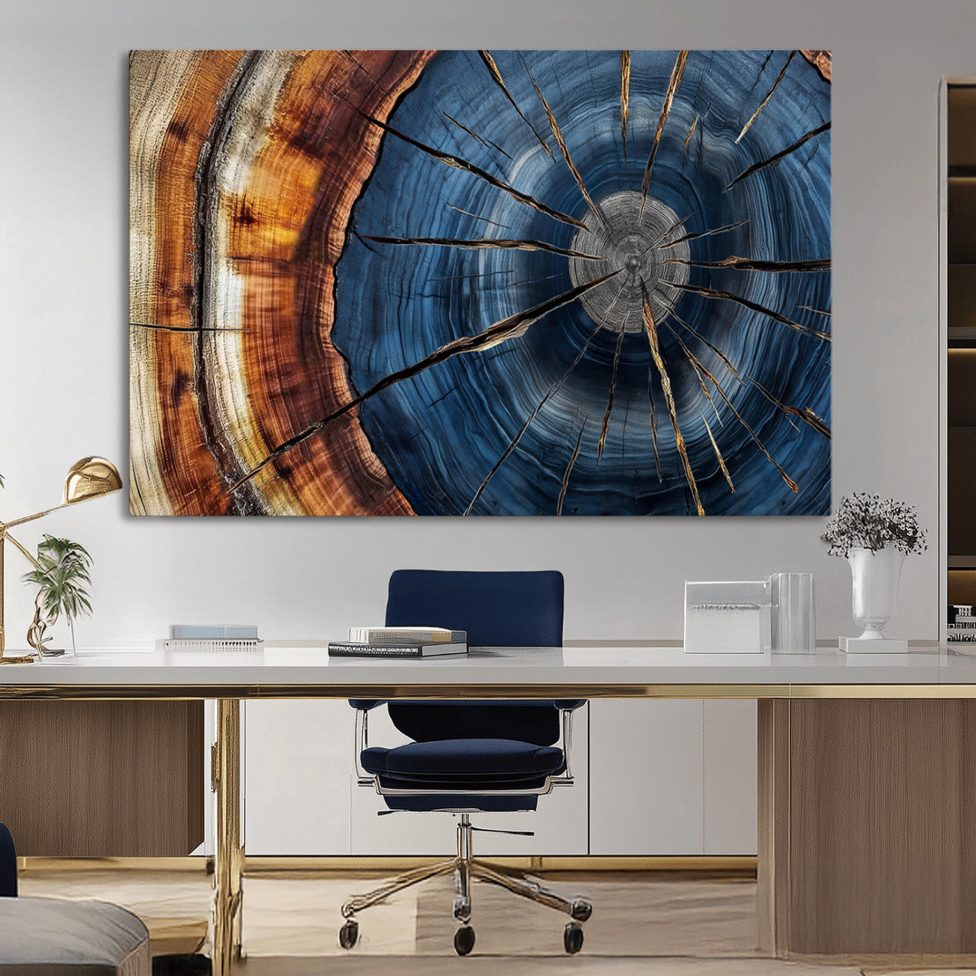 MGV-CV-36X24 - Framed Abstract Tree Ring Wall Art Print, Natural Rustic Wood Texture Canvas Print, Wood Tree Stump