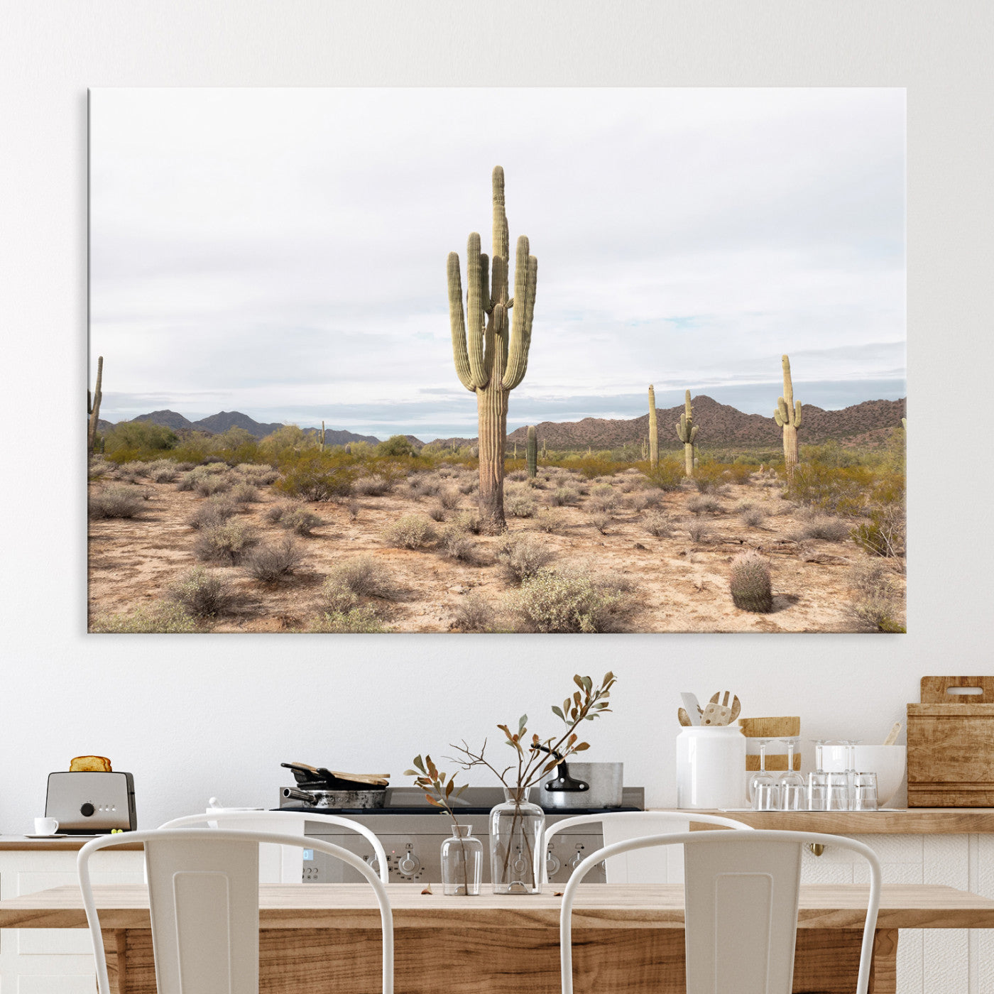 Saguaro Cactus Wall Art Canvas Print, Framed Desert Art Picture Print, Minimalism Perfect Boho Decor, Framed Saguaro Cactus Canvas