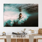 Vibrant Aquatic Motion Wall Art Canvas Print, Framed Underwater Swimming Art Picture Print, Female Surfer Diving Perfect Coastal Boho Decor,