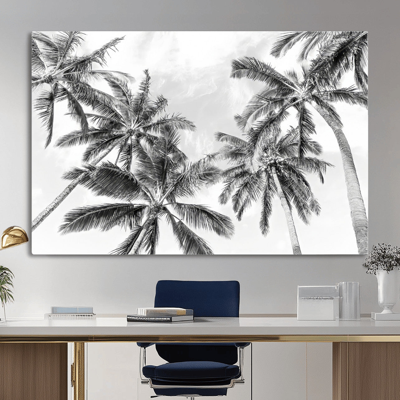 62113786-MGV-CV-36X24 - Palm Trees Wall Art – Tropical Breeze Canvas Print, Vacation Island Silhouette, Coastal Calm and Summer Paradise for Living Room or Beach House Decor