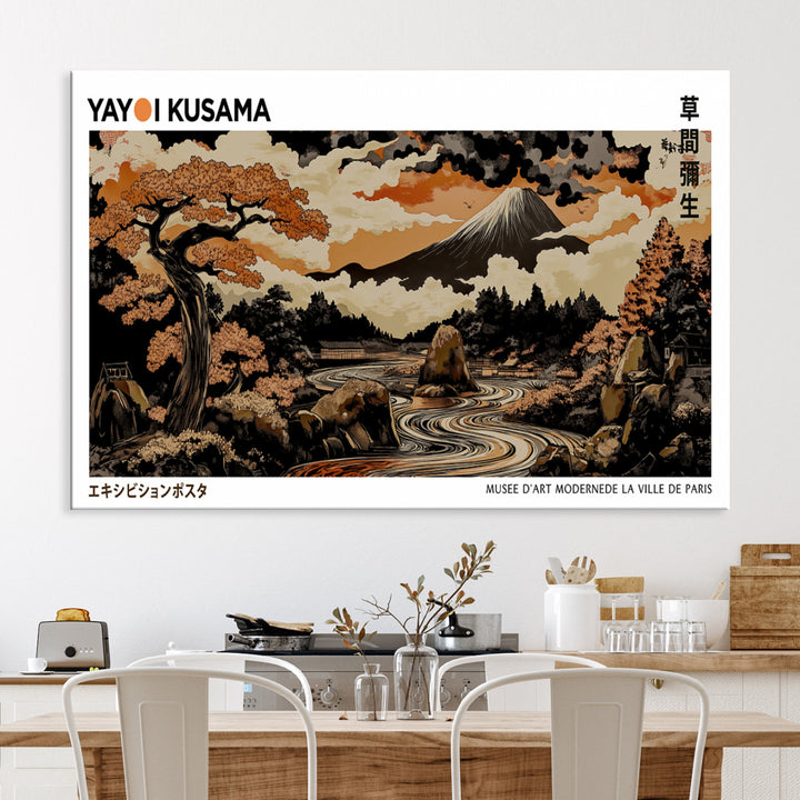 Modern Japanese Wall Art Print Yayoi Kusama Canvas Wall Art Abstract Mount Fuji Canvas Print Japanese Landscape Art Printing
