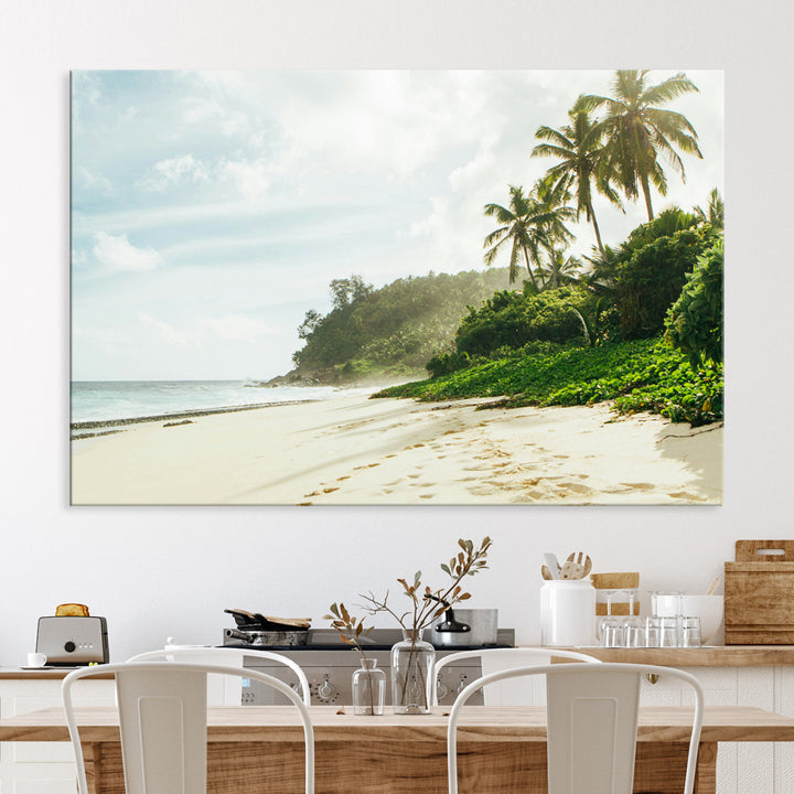 Relaxing Beach Wall Art Canvas Print, Framed Ocean View Art Picture Print, Coastal Serenity Perfect Tropical Coastal Decor Artwork