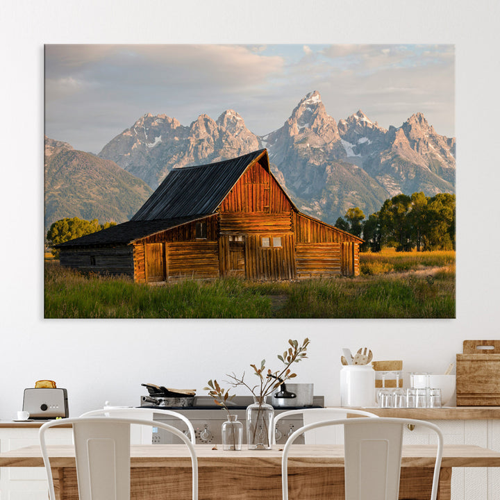 Rustic Barn Wall Art Canvas Print, Framed Western Landscape Art Picture Print, Farmhouse Style Perfect Rustic Farmhouse Decor Artwork