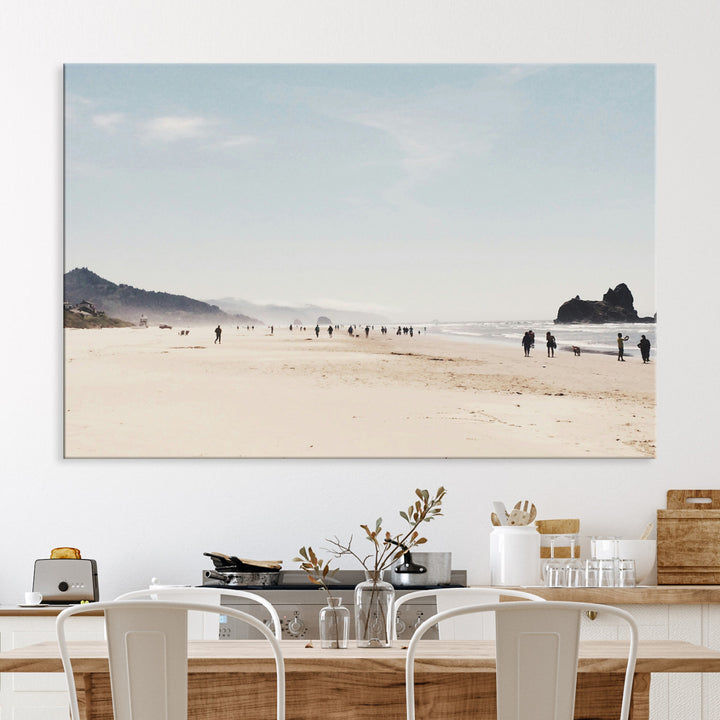 Minimalist Beach Wall Art Canvas Print, Framed Coastal Serenity Art Picture Print, Soft Sand Perfect Coastal Decor Artwork