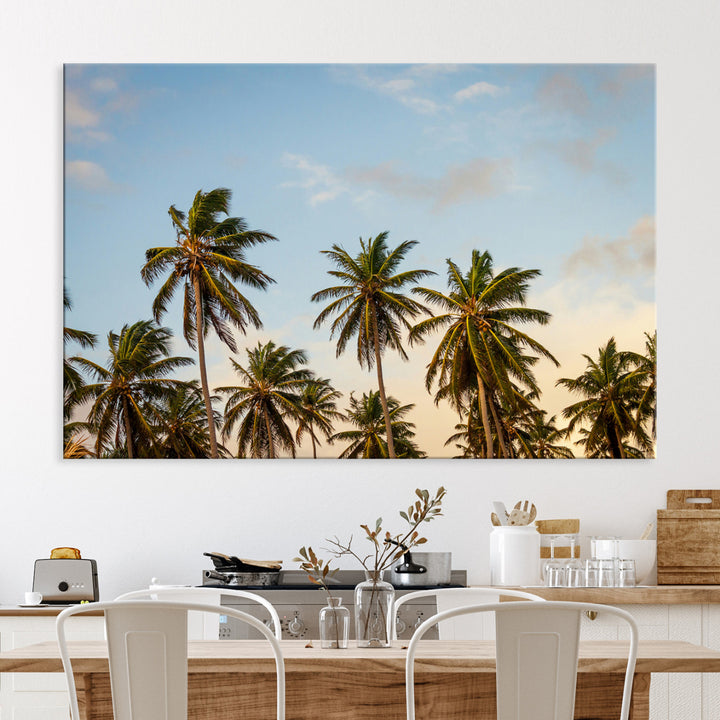 Palms Wall Art Canvas Print, Framed Tropical Art Picture Print, Coastal Perfect Coastal Decor Artwork