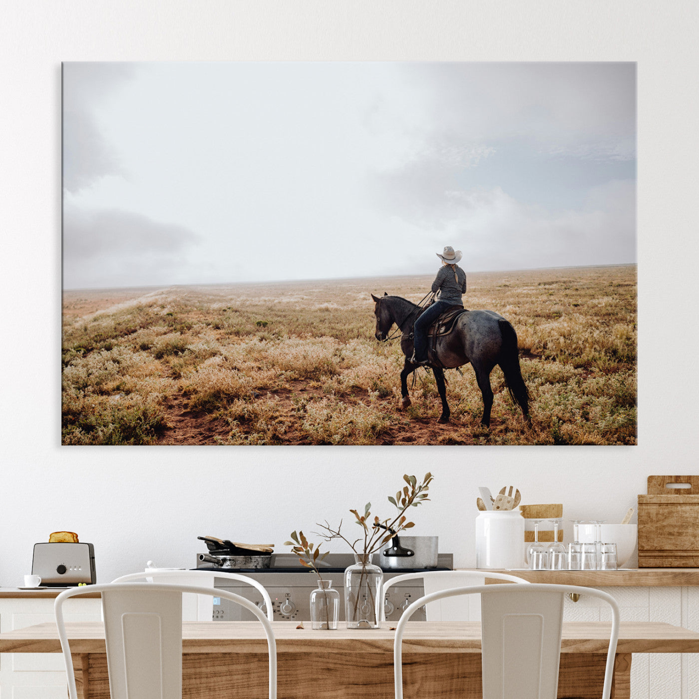Cowboy Wall Art Wall Art Canvas Print, Framed Western Canvas Art Picture Print, Rustic Ranch Scene Perfect Rustic Western Decor Artwork