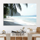 Tropical Beach Wall Art Canvas Print, Framed Serene Ocean Art Picture Print, Palm Tree Shadows Perfect Tropical Coastal Decor Artwork