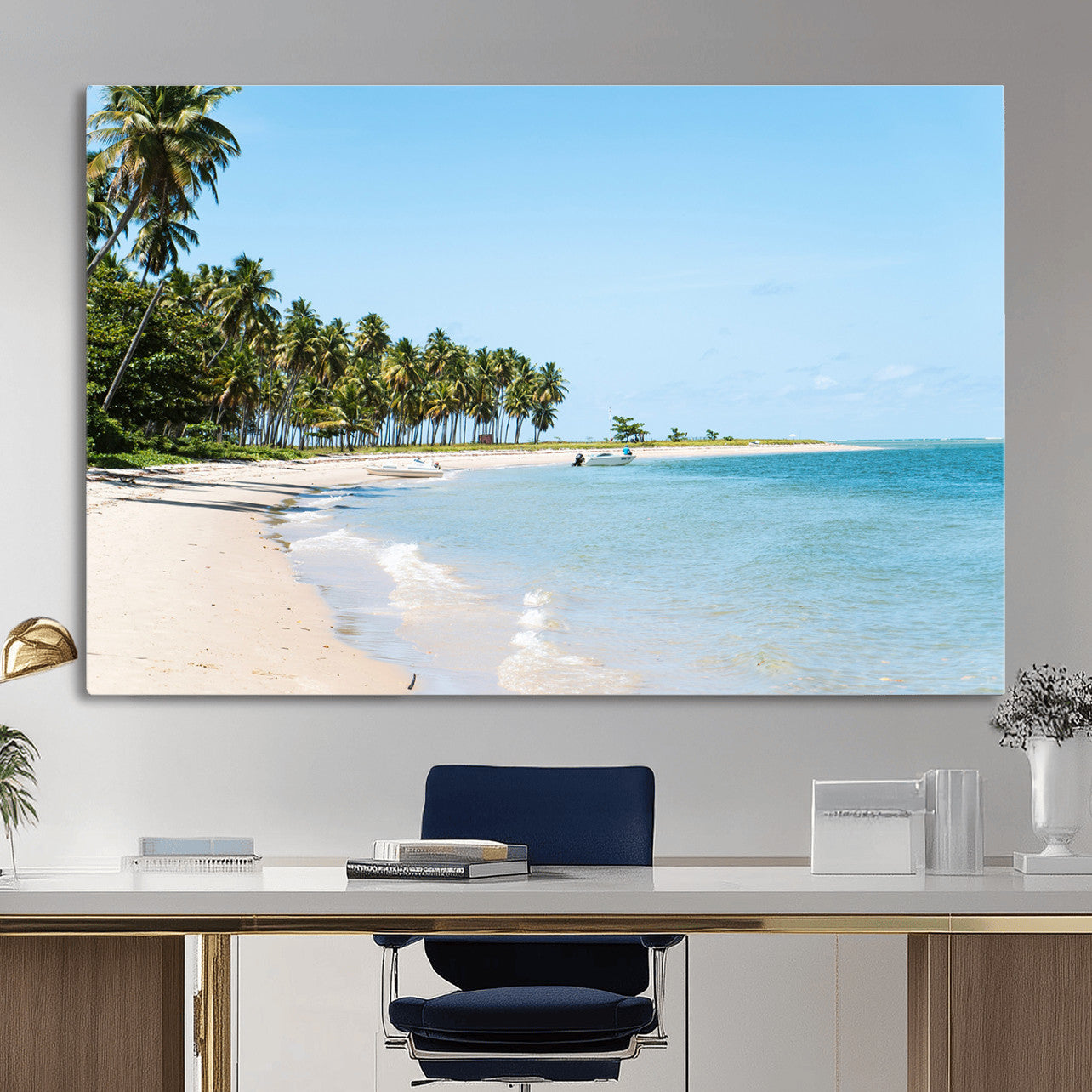 37858872-MGV-CV-36X24 - Palm Tree Paradise Coastal Wall Art – Beach Scene and Ocean Breeze Canvas Print Tranquil Tropical Shore Decor for Living Room, Bedroom or Office