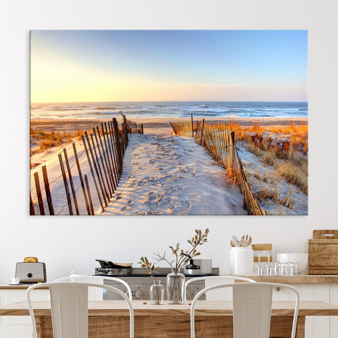 Ocean Sunset Wall Art Wall Art Canvas Print, Framed Nautical Photography Art Picture Print, Summer Beach House Decor Perfect Coastal