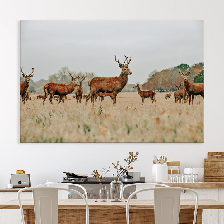 Rustic Deer Print Wall Art Canvas Print