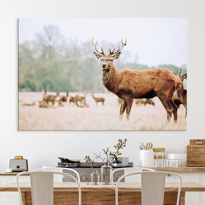 Rustic Nature Print Wall Art Canvas Print, Framed Deer Canvas Wall Art Art Picture Print, Nordic Animal Art Perfect Rustic Nature Decor