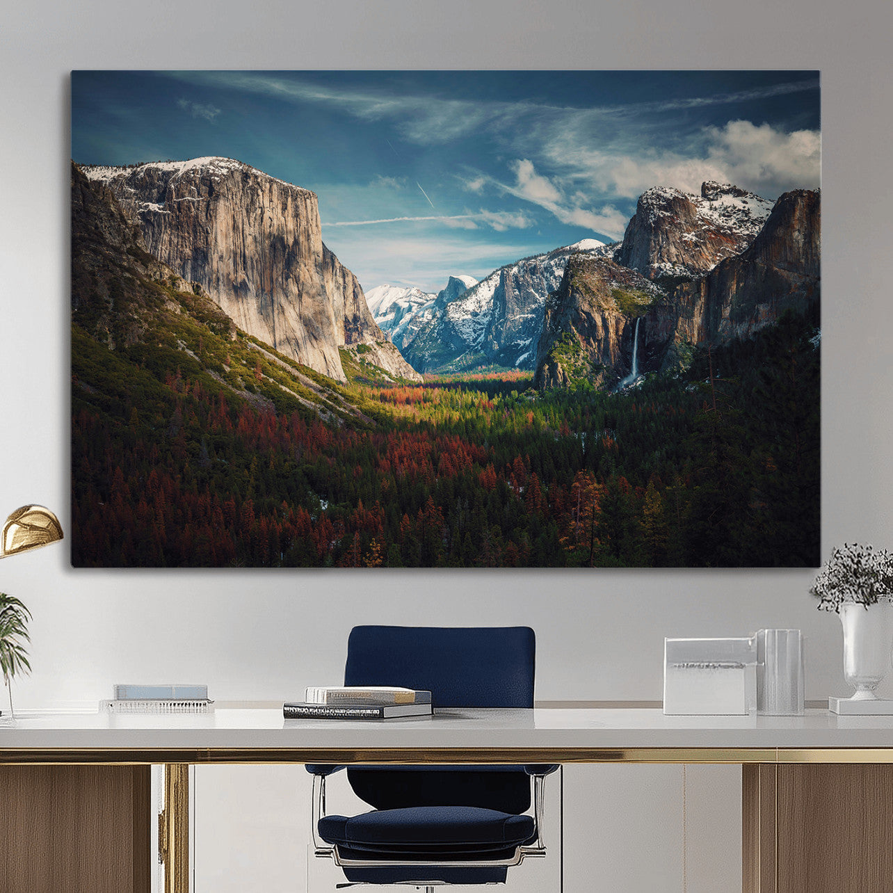 15244033-MGV-CV-36X24 - Yosemite National Park Wall Art – Framed Mountain Landscape El Capitan Canvas Print Scenic Decor for Home, Office Decor